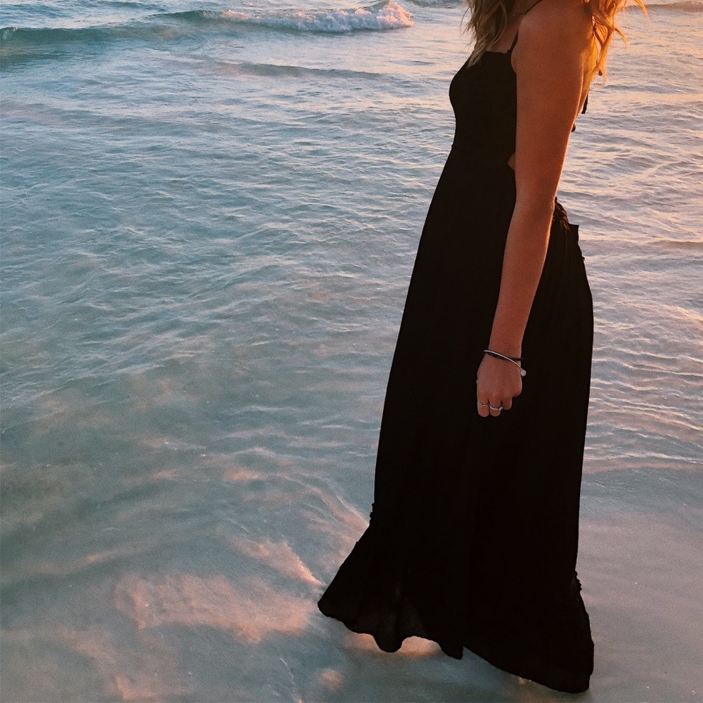 Black Ruffle Maxi Dress